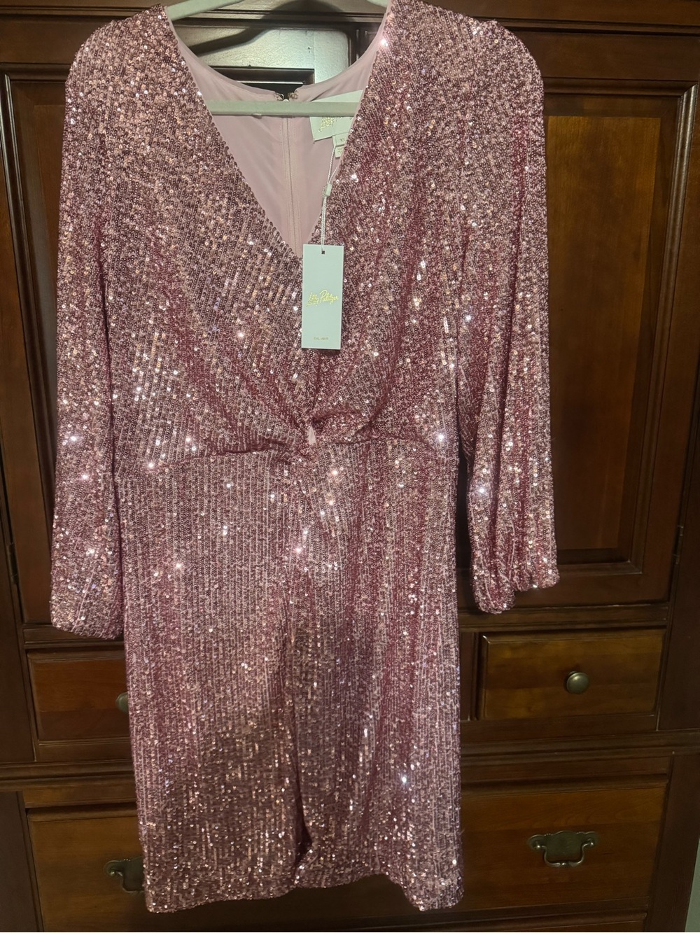 Lilly Pulitzer Rose Pink Sequin Long Sleeve Dress